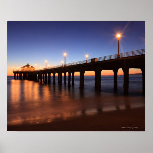 Manhattan Beach Pier at sunset, California Poster