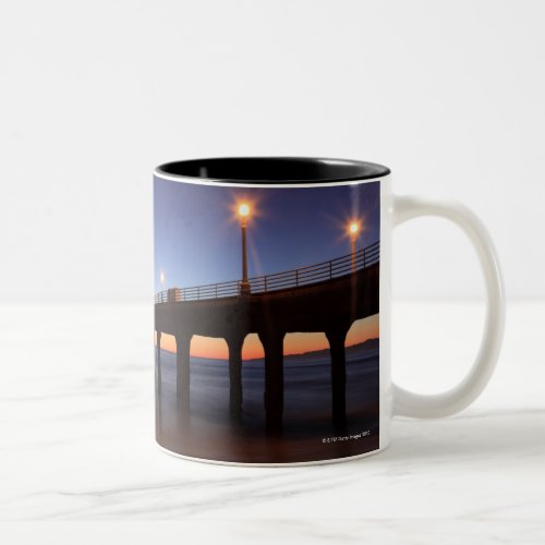 Manhattan Beach Pier at sunset California Two_Tone Coffee Mug