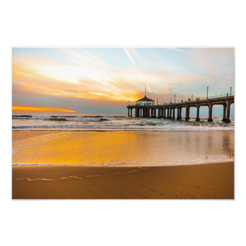 Manhattan Beach Pier At Sunset Photo Print