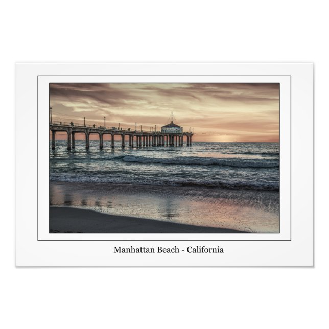 Manhattan Beach Pier At Sunset Photo Print (Front)