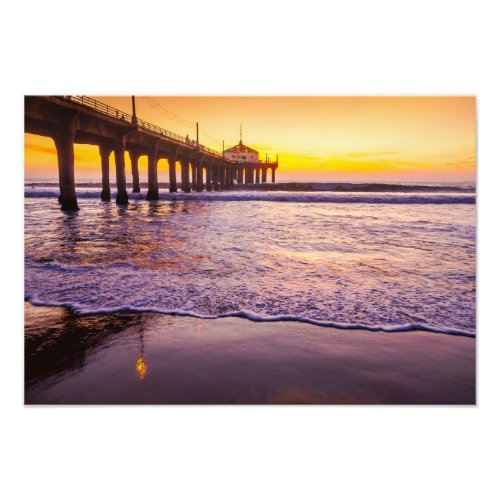 Manhattan Beach Pier At Sunset Photo Print