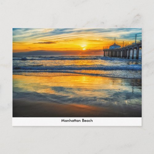 Manhattan Beach Pier At Sunset Postcard