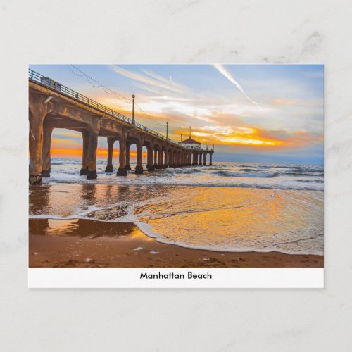 Manhattan Beach Pier At Sunset Postcard