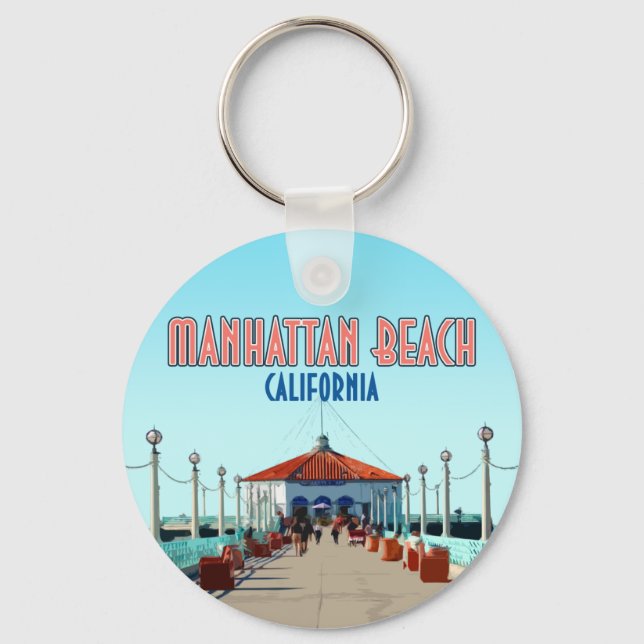 Manhattan Beach Pier Los Angeles California Keychain (Front)