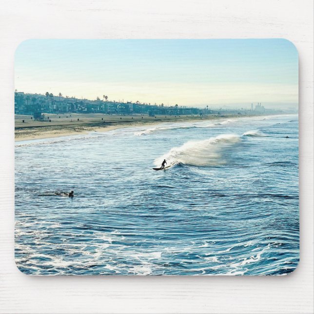 Manhattan Beach Pier Morning Surf - Zen Mouse Pad (Front)