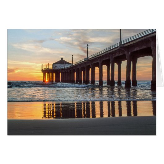 Manhattan Beach Pier Sunset Cards (Front Horizontal)