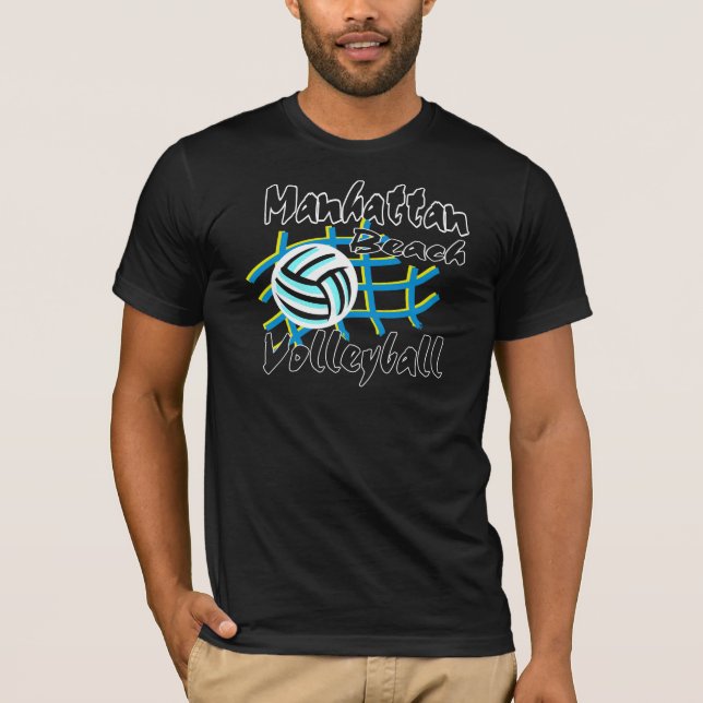 Manhattan Beach Volleyball Black T-Shirt (Front)