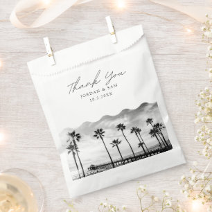 Manhattan Beach Wedding Black and White Photo Favor Bag