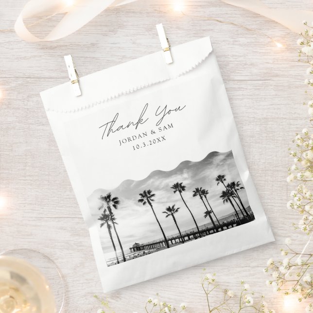 Manhattan Beach Wedding Black and White Photo Favor Bag (Clipped)