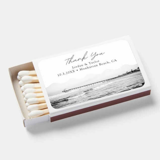 Manhattan Beach Wedding Favor Matchboxes (Front Open)