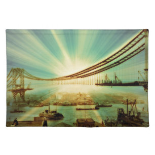 Manhattan Bridge 1909 Cloth Placemat