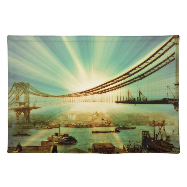 Manhattan Bridge 1909 Cloth Placemat (Front)