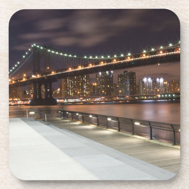 Manhattan Bridge and NYC Skyline Beverage Coaster (Front)