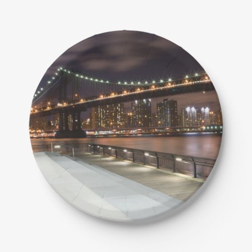 Manhattan Bridge and NYC Skyline Paper Plates