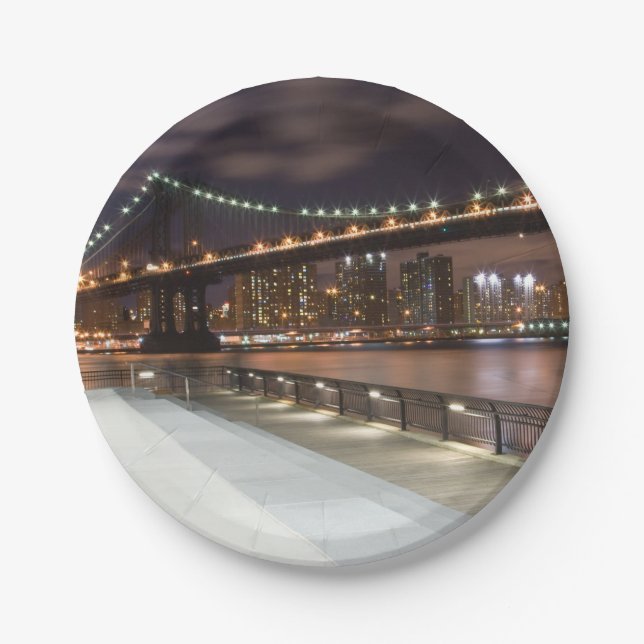 Manhattan Bridge and NYC Skyline Paper Plates (Front)