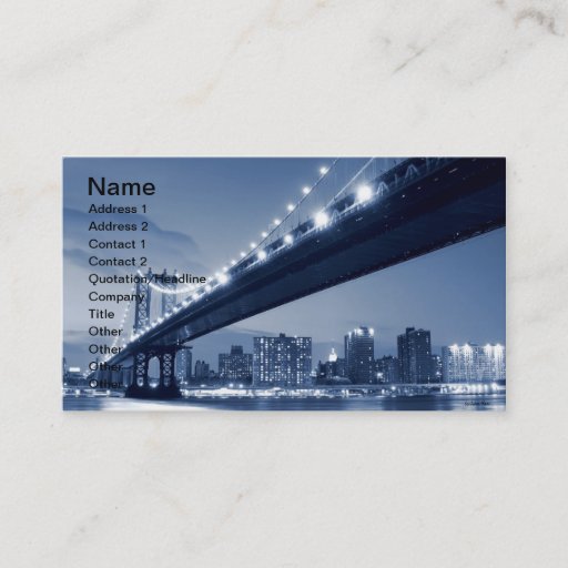Customizable Manhattan Bridge and Skyline At Night, NYC Business Cards