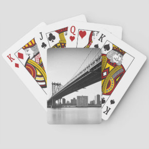 Manhattan Bridge and skyline, New York, US. Poker Cards