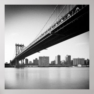 Manhattan Bridge and skyline, New York, US. Poster