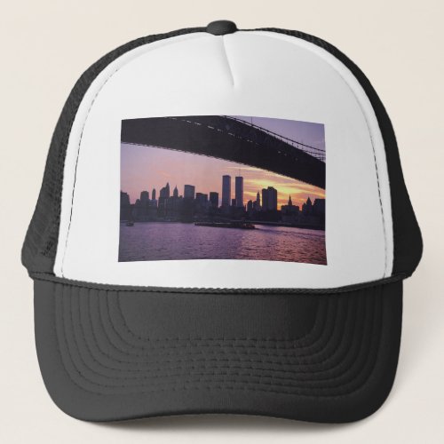 Manhattan Bridge And World Trade Center Towers At Trucker Hat