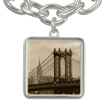 Manhattan Bridge Charm Bracelet by CaptainScratch at Zazzle