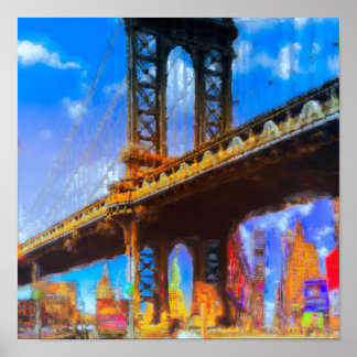 Manhattan-bridge collage poster