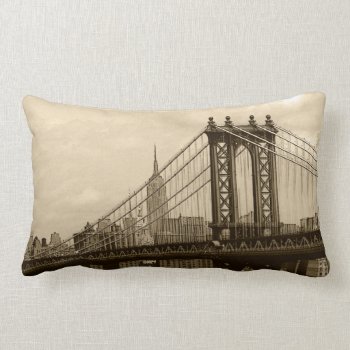 Manhattan Bridge Lumbar Pillow by CaptainScratch at Zazzle