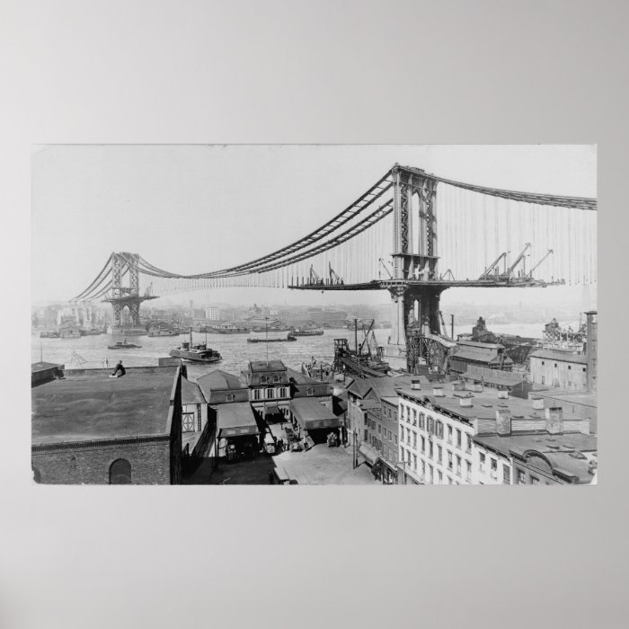 Manhattan Bridge New York City Construction 1909 Poster