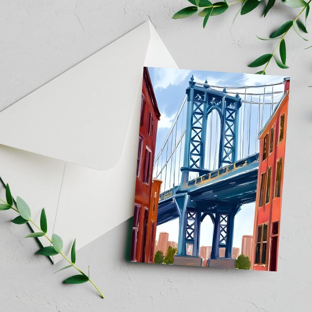 Manhattan Bridge New York City Painting Card (Creator Uploaded)
