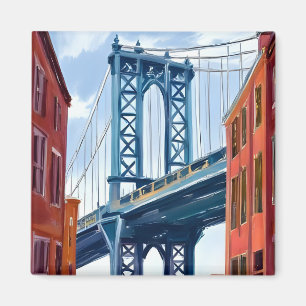 Manhattan Bridge New York City Painting Magnet