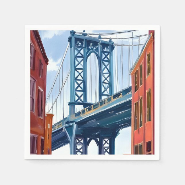 Manhattan Bridge New York City Painting Napkins (Front)