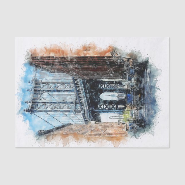 Manhattan Bridge New York Decoupage Tissue Paper (Front)