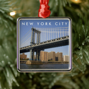 Manhattan Bridge the East River New York City Metal Ornament