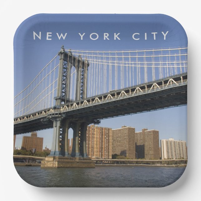 Manhattan Bridge the East River | New York City Paper Plates (Front)