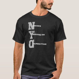 Manhattan Bronx Brooklyn Nyc Text Black Template T-Shirt