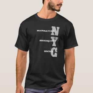 Manhattan Brooklyn Bronx Nyc Text Black Template T-Shirt