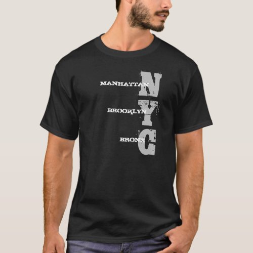 Manhattan Brooklyn Bronx Nyc Text Black Template T_Shirt