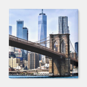Manhattan, cityscape photograph with skyscrapers magnet