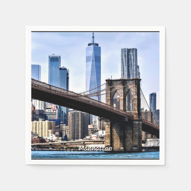 Manhattan, cityscape photograph with skyscrapers napkins (Front)