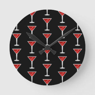 Manhattan Cocktail Bartender Alcohol Liquor Lovers Round Clock