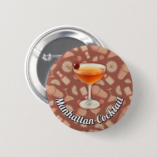 Manhattan Cocktail Button (Front & Back)