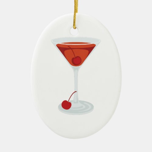 Manhattan Cocktail Ceramic Ornament