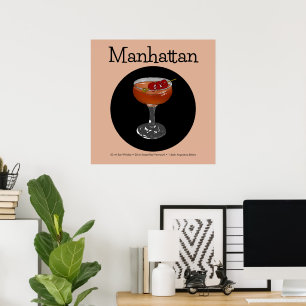 Manhattan Cocktail Illustration Poster