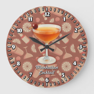 Manhattan Cocktail Large Clock