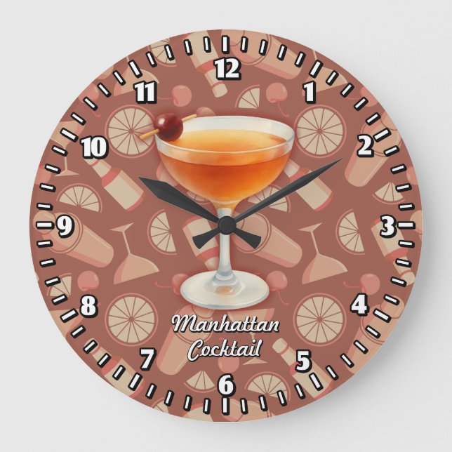 Manhattan Cocktail Large Clock (Front)