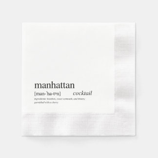 Manhattan Cocktail Modern Black Typography Napkins