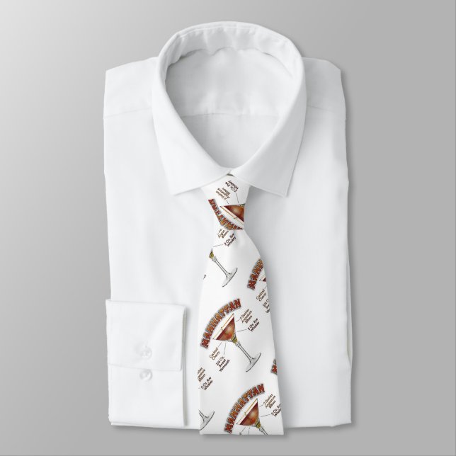 Manhattan Cocktail Recipe Art Neck Tie (Tied)