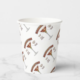 Manhattan Cocktail Recipe Art Paper Cups