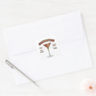 Manhattan Cocktail Recipe Art Square Sticker