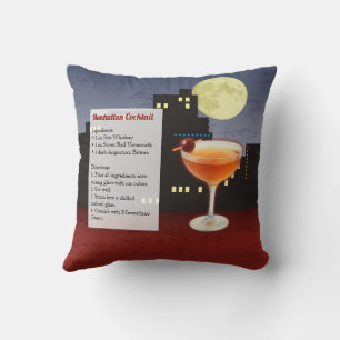 Manhattan Cocktail Recipe Throw Pillow