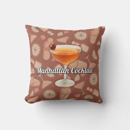 Manhattan Cocktail Throw Pillow